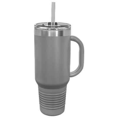 Polar Camel 40 oz. Dark Gray Travel Mug with Handle, Straw Included