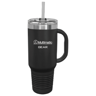 Polar Camel 40 oz. Black Travel Mug with Handle, Straw Included